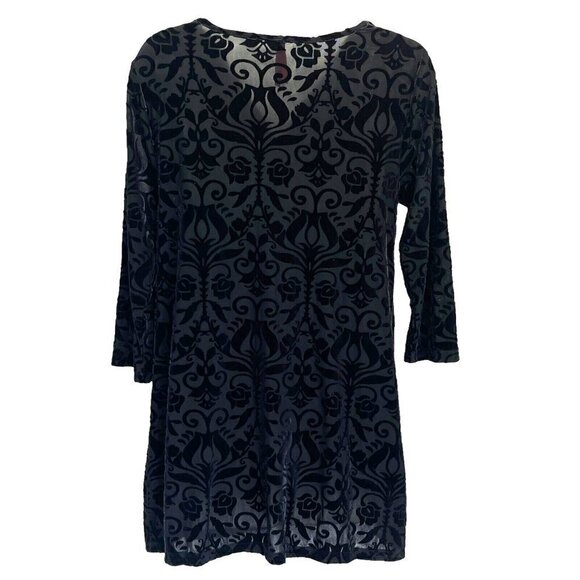 Ruby Ribbon M Cowl Neck Black Floral Velvet Burnout Mini Dress Goth Whimsigoth - Picture 5 of 7